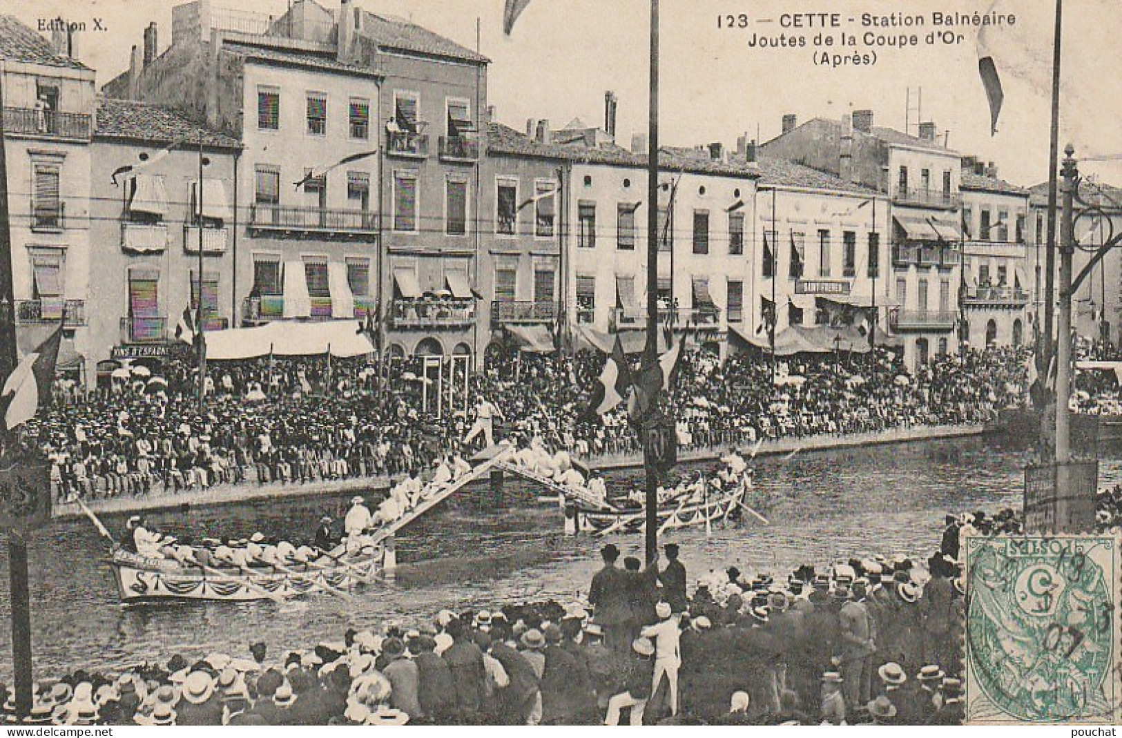 RE 1-(34) CETTE ( SETE ) - JOUTES DE LA COUPE D' OR - SPECTATEURS - " LE PETIT MERIDIONAL " - 2 SCANS - Sete (Cette)