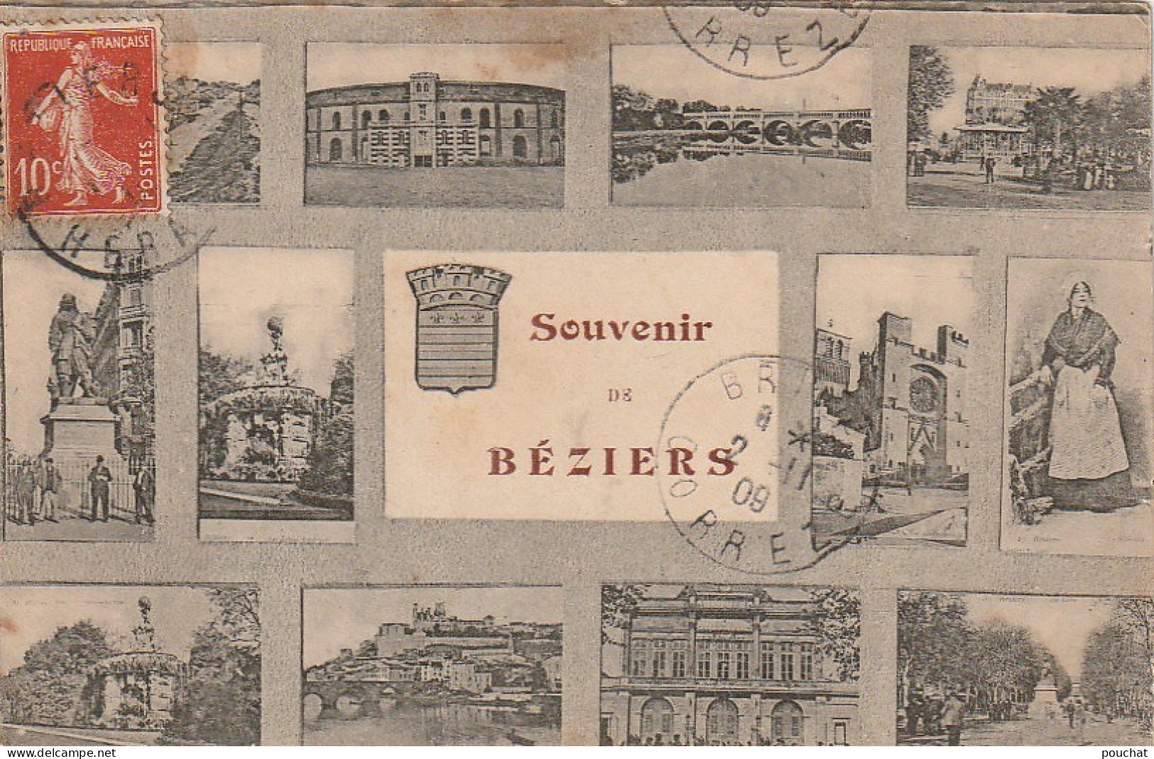 RE 1-(34) SOUVENIR DE BEZIERS - CARTE FANTAISIE MULTIVUES  - 2 SCANS - Beziers