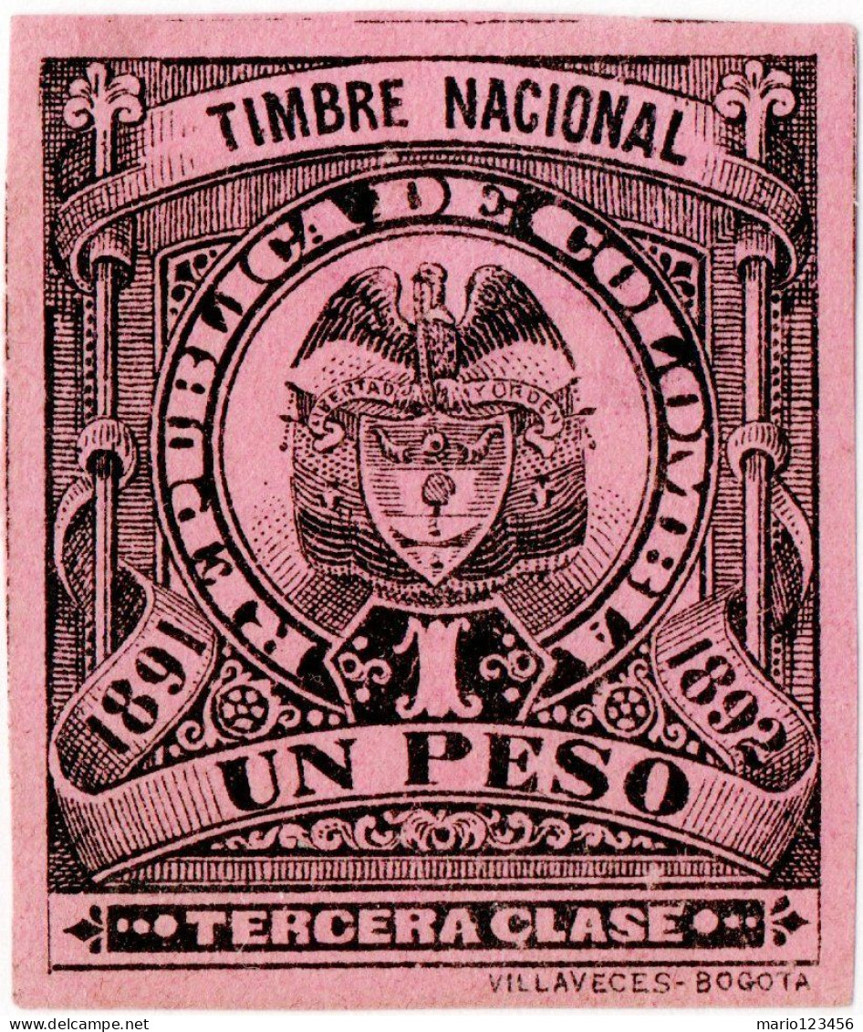 COLOMBIA, MARCHE DA BOLLO, 1891, NUOVO (MLH*) Forbin CO 48 - Colombie