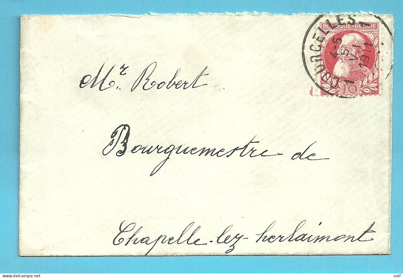 74 Op Brief Stempel COURCELLES 1 (28mm) - 1905 Barbas Largas