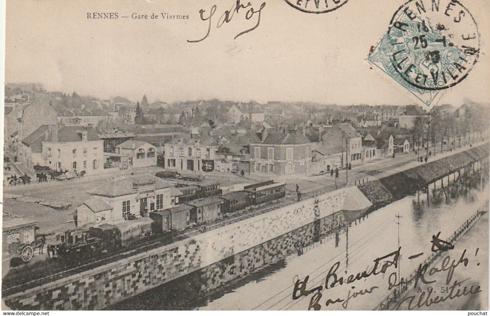 RE 3-(35) RENNES - LA GARE DE VIARMES - LOCOMOTIVE , WAGONS - 2 SCANS - Rennes