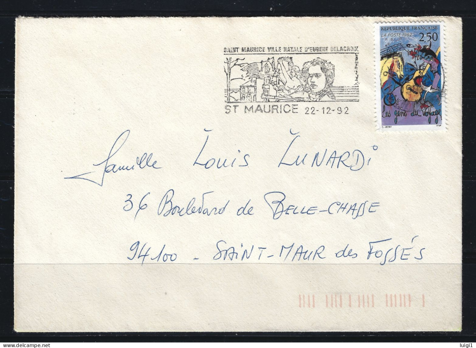 FRANCE 1992- Y&T N° 2784 . 2 F.50 Multicolore , Sur Lettre. Oblitération Du 22-12-92. 94 ST MAURICE .Val De Marne. - Brieven En Documenten