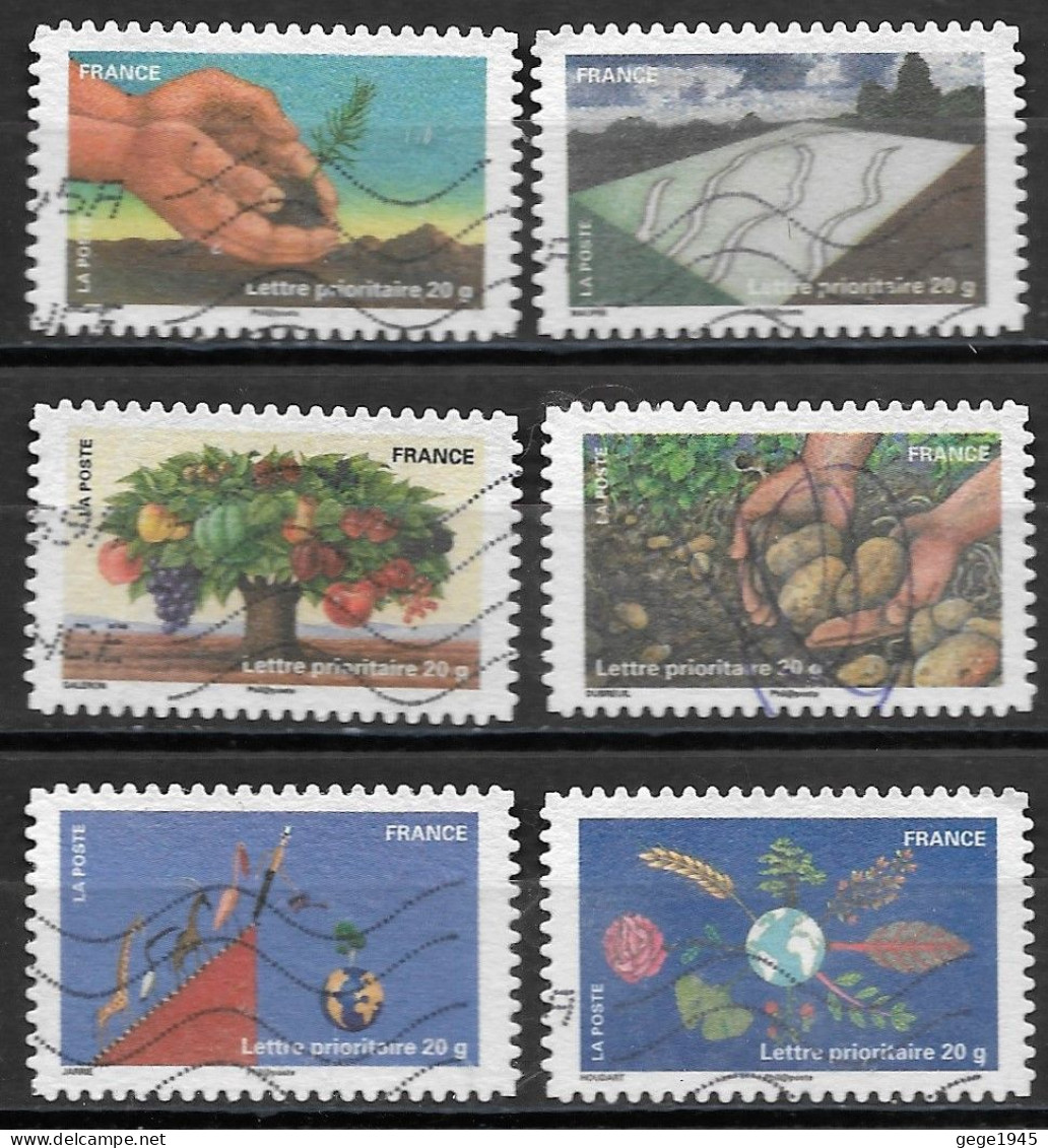France  2011  Obitéré  Autoadhésif  N° 526 - 529 - 530 - 533 - 534 - 537   -   Fête Du Timbre  "  Fête De Le Terre  " - Used Stamps