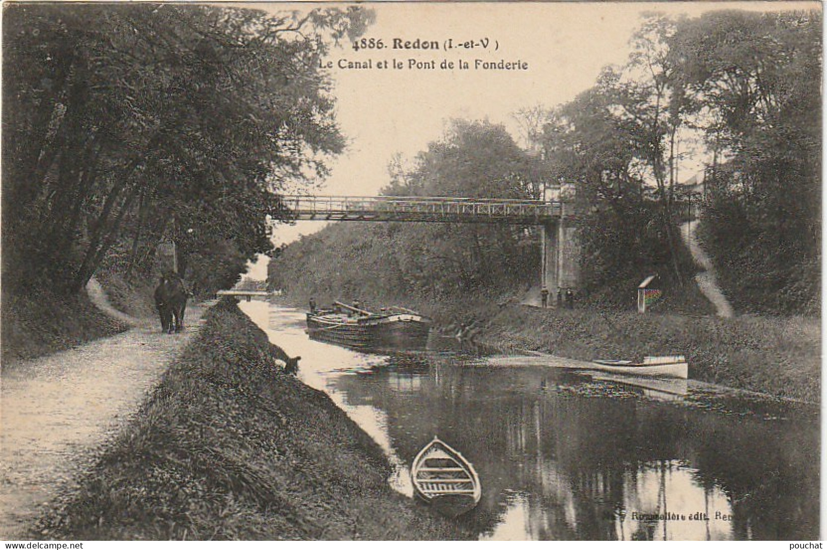 RE 3-(35) REDON - LE CANAL ET LE PONT DE LA FONDERIE - PENICHE  - 2 SCANS - Redon