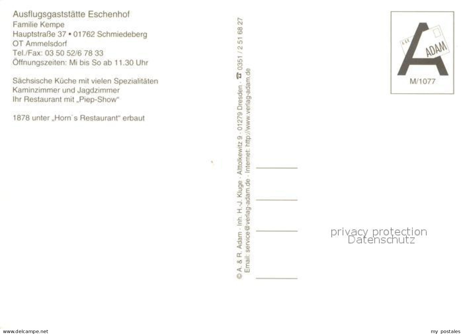 73723636 Ammelsdorf Schmiedeberg 125 Jahre Ausflugsgaststaette Eschenhof  - Dippoldiswalde