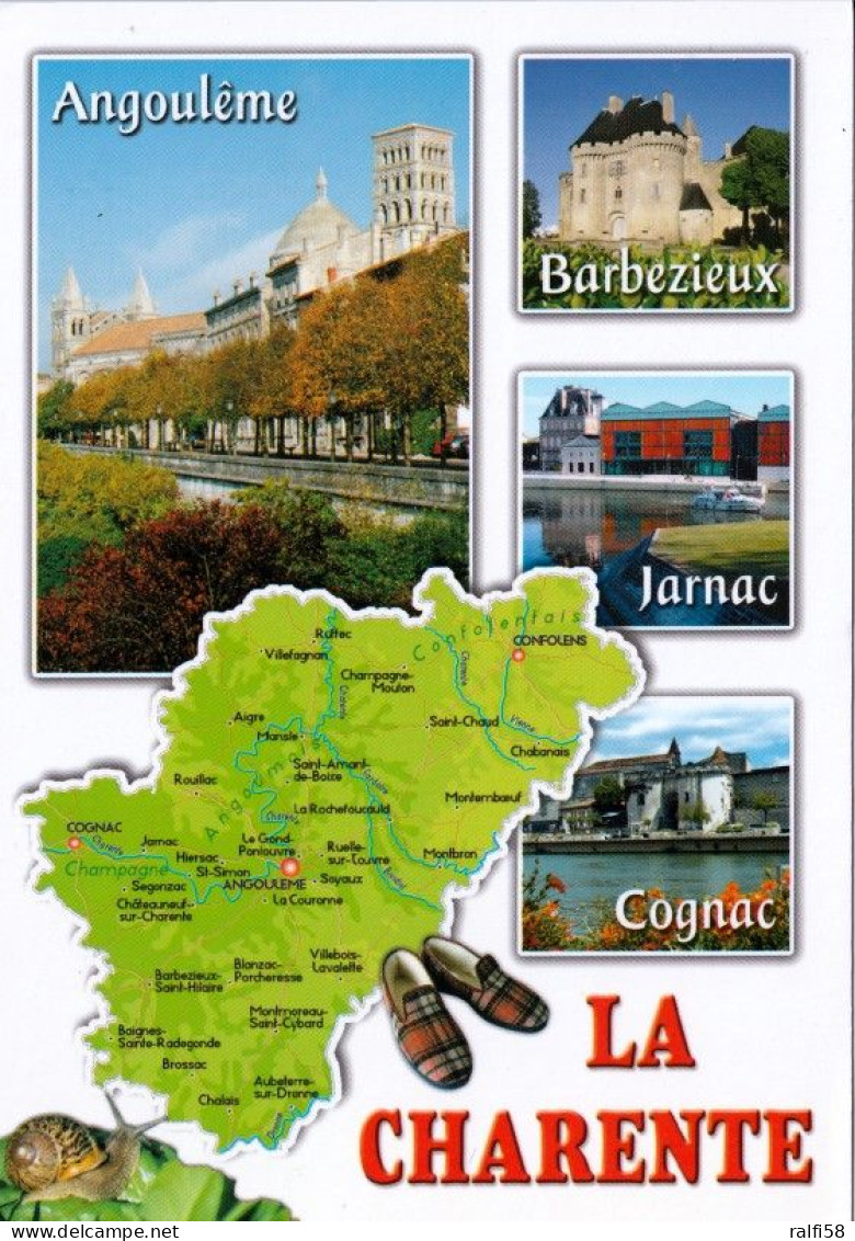 1 Map Of France * 1 Ansichtskarte Mit Der Landkarte - Département La Charente - Ordnungsnummer 16 * - Mapas