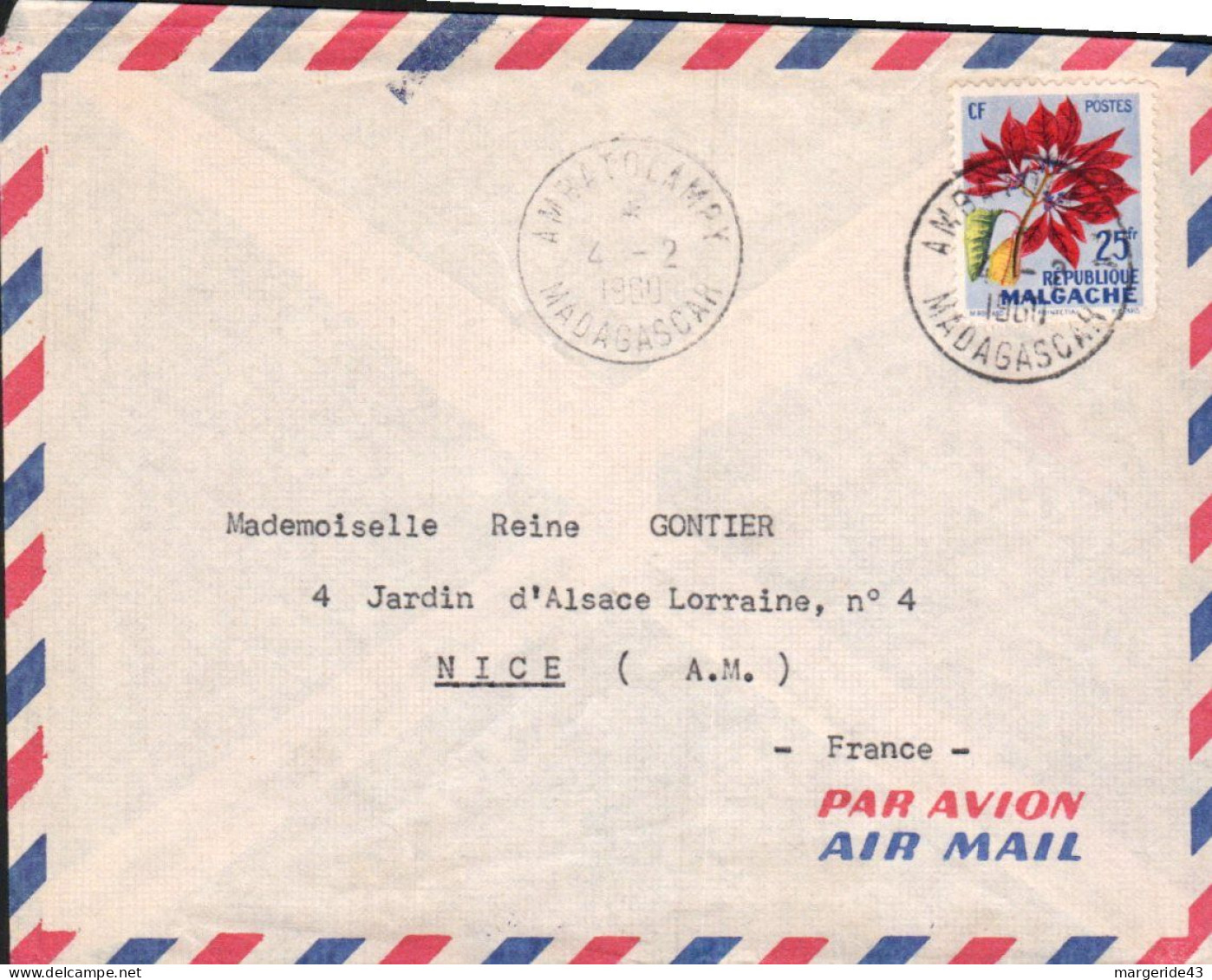 MADAGASCAR SEUL SUR LETTRE POUR LA FRANCE 1960 - Madagascar (1960-...)