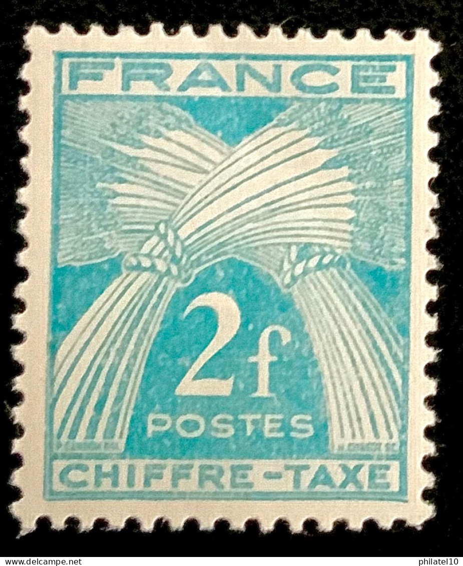 1943 FRANCE N 72 CHIFFRE TAXE 2F TYPE GERBE DE BLÉ - NEUF** - 1859-1959 Mint/hinged