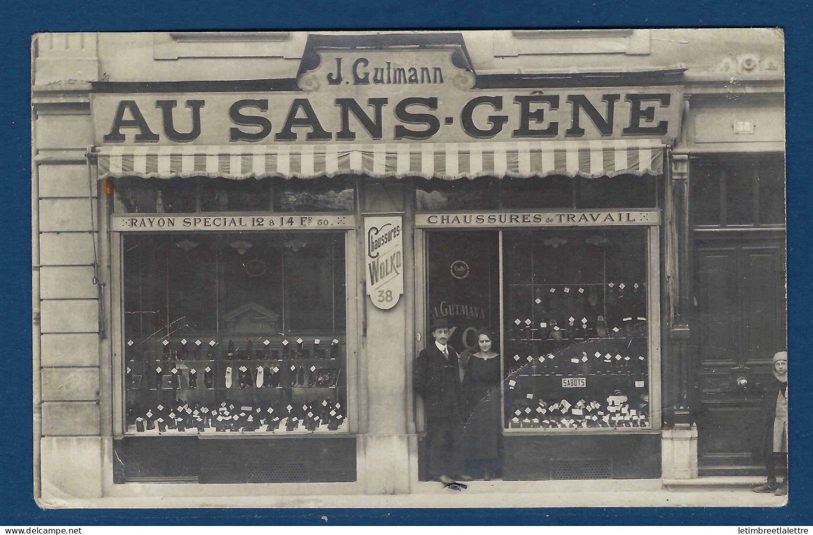 France - Carte Postale Carte Photo Faubourg Sud De Strasbourg En 1919 - Devanture De Boutique De Chaussures De Travail - Strasbourg