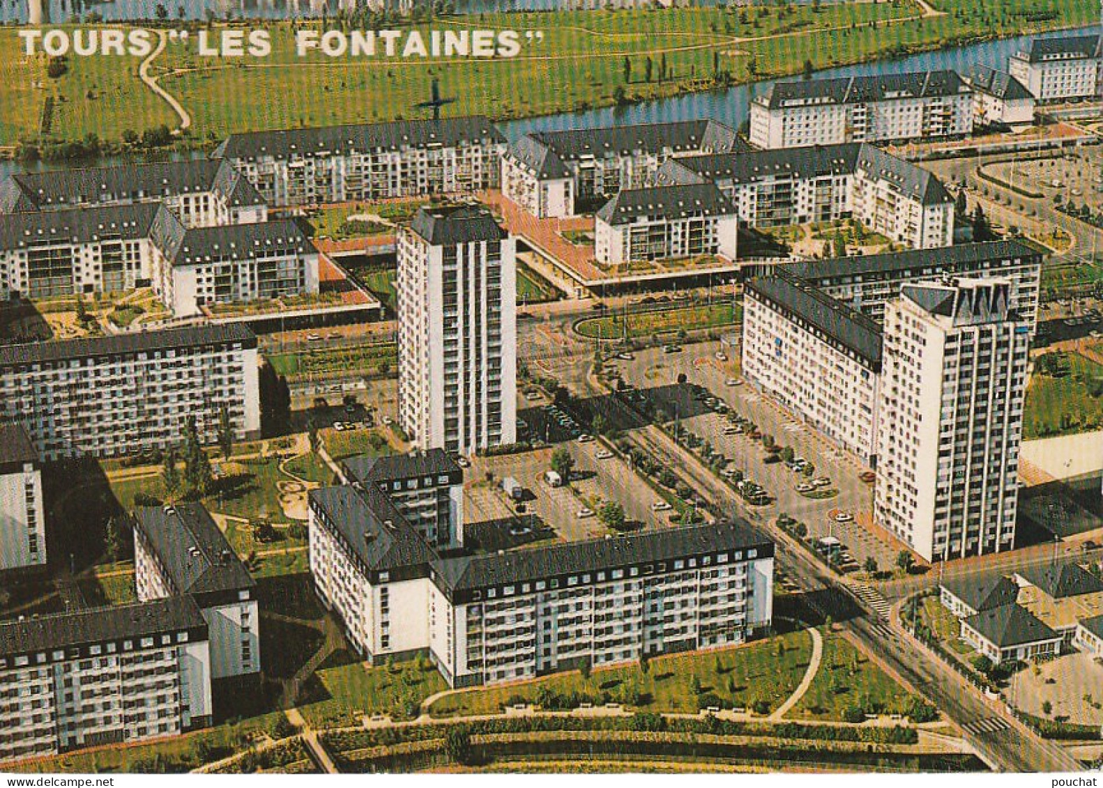 RE 7-(37) TOURS - LE QUARTIER " LES FONTAINES "  ET LE JARDIN HONORE DE BALZAC - CARTE COULEURS - 2 SCANS - Tours