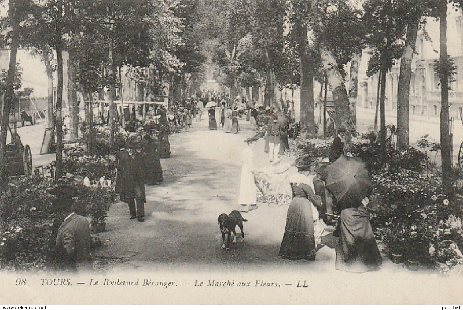 RE 7-(37)TOURS - LE BOULEVARD BERANGER - LE MARCHE AUX FLEURS - ETALS - ANIMATION - 2 SCANS - Tours