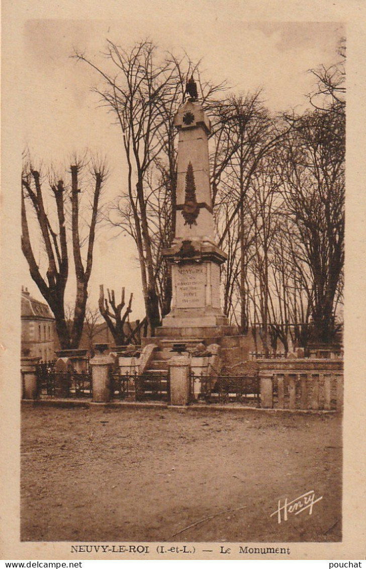 RE 7-(37) NEUVY LE ROI - LE MONUMENT AUX MORTS - 2 SCANS - Neuvy-le-Roi