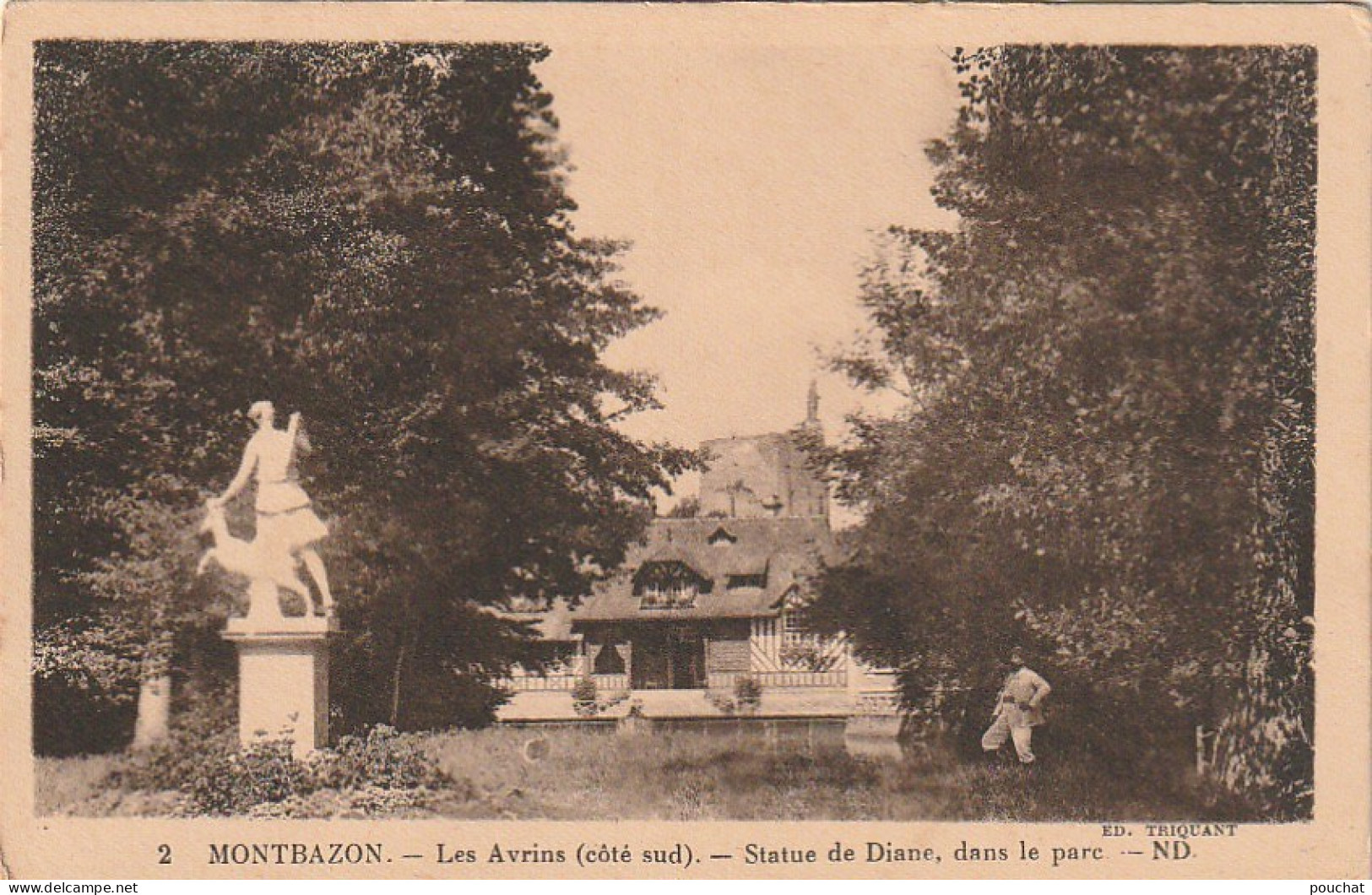 RE 7-(37) MONTBAZON - LES AVRINS ( COTE SUD ) - STATUE DE DIANE DANS LE PARC - 2 SCANS - Montbazon