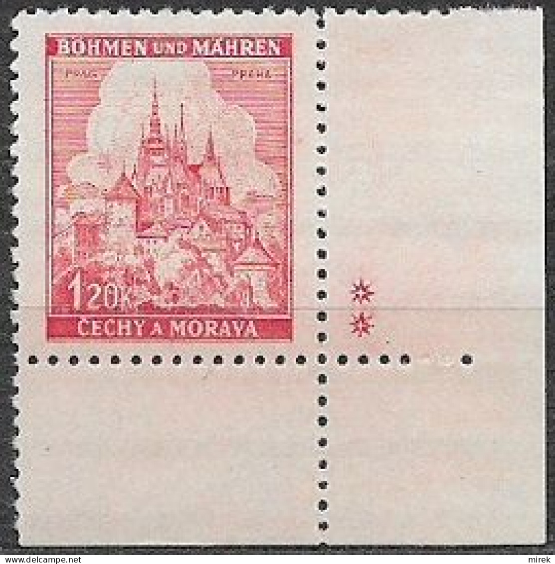 072/ Pof. 57, Corner Stamp, Plate Mark ++ - Ungebraucht