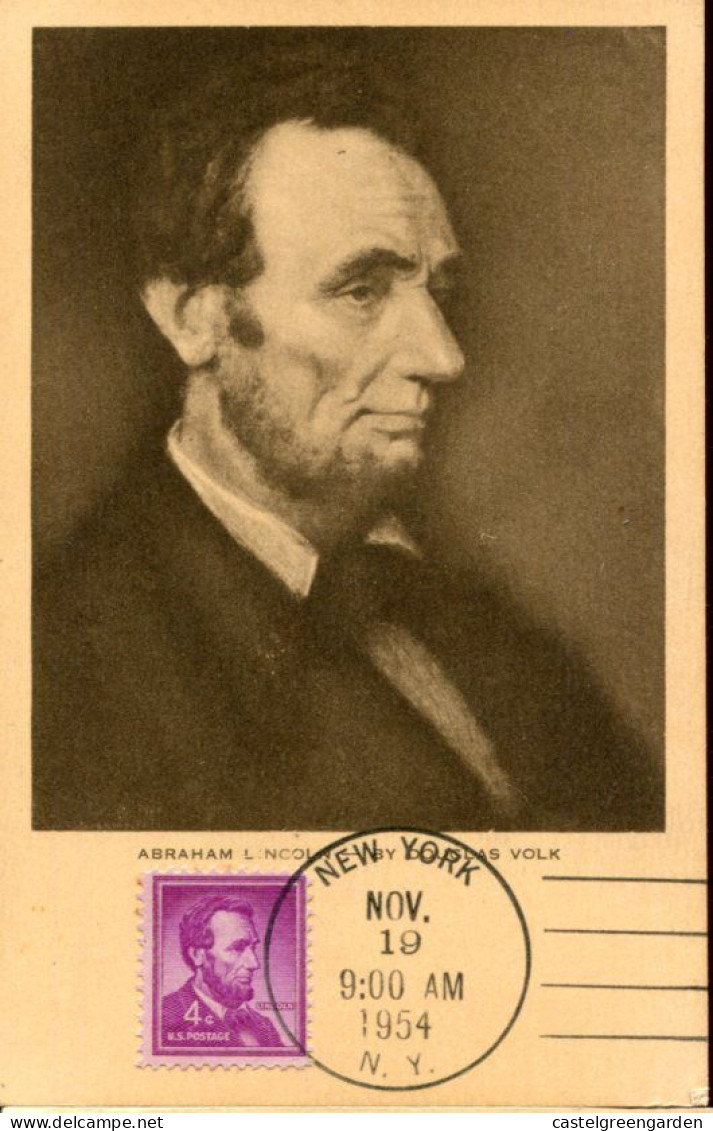 X0278 U.s.a.  Maximum  19.11.1954, The President Abraham Lincoln, First Day Postmark Of New York - Other & Unclassified