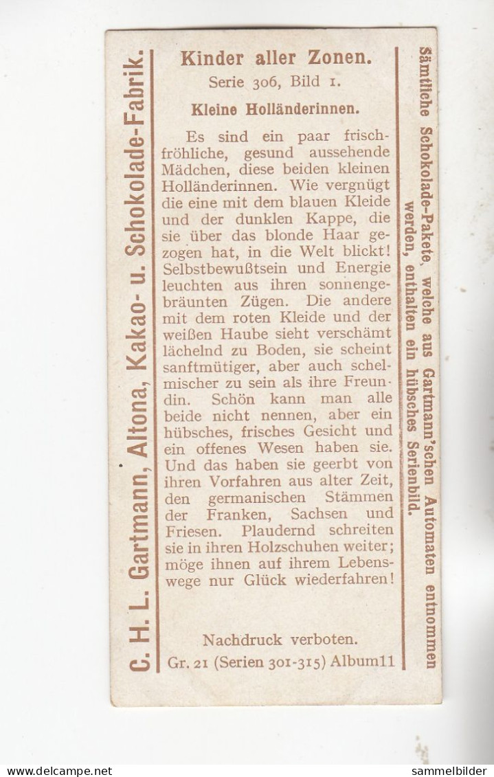 Gartmann Kinder Aler Zonen Kleine Holländerinnen     Serie 306 #1 Von 1909 - Sonstige & Ohne Zuordnung