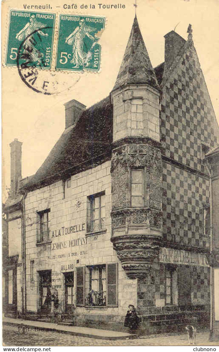 CPA - VERNEUIL - CAFE DE LA TOURELLE - Verneuil-sur-Avre