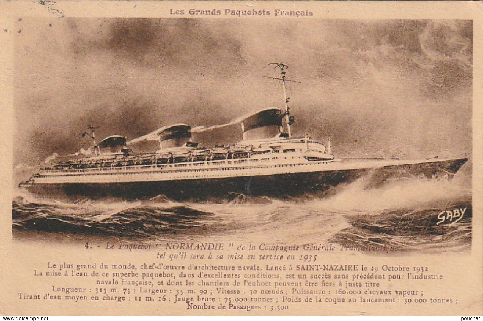 RE 11 - LE PAQUEBOT " NORMANDIE "DE LA COMPAGNIE GENERALE TRANSATLANTIQUE  - 2 SCANS - Steamers