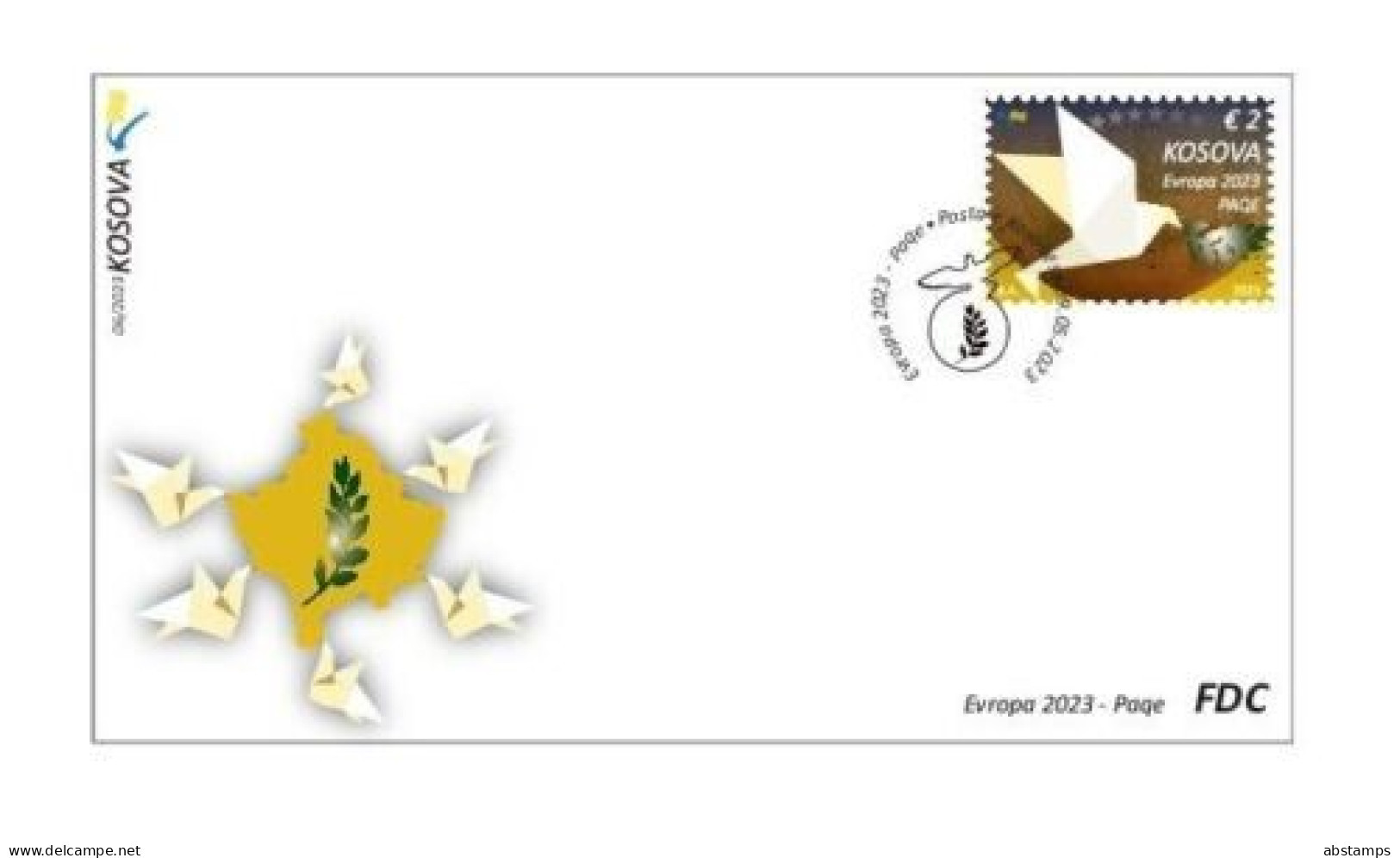 Kosovo Stamps 2023. Europa CEPT: Peace. Dove. Bird. Origami. FDC Set MNH - Kosovo