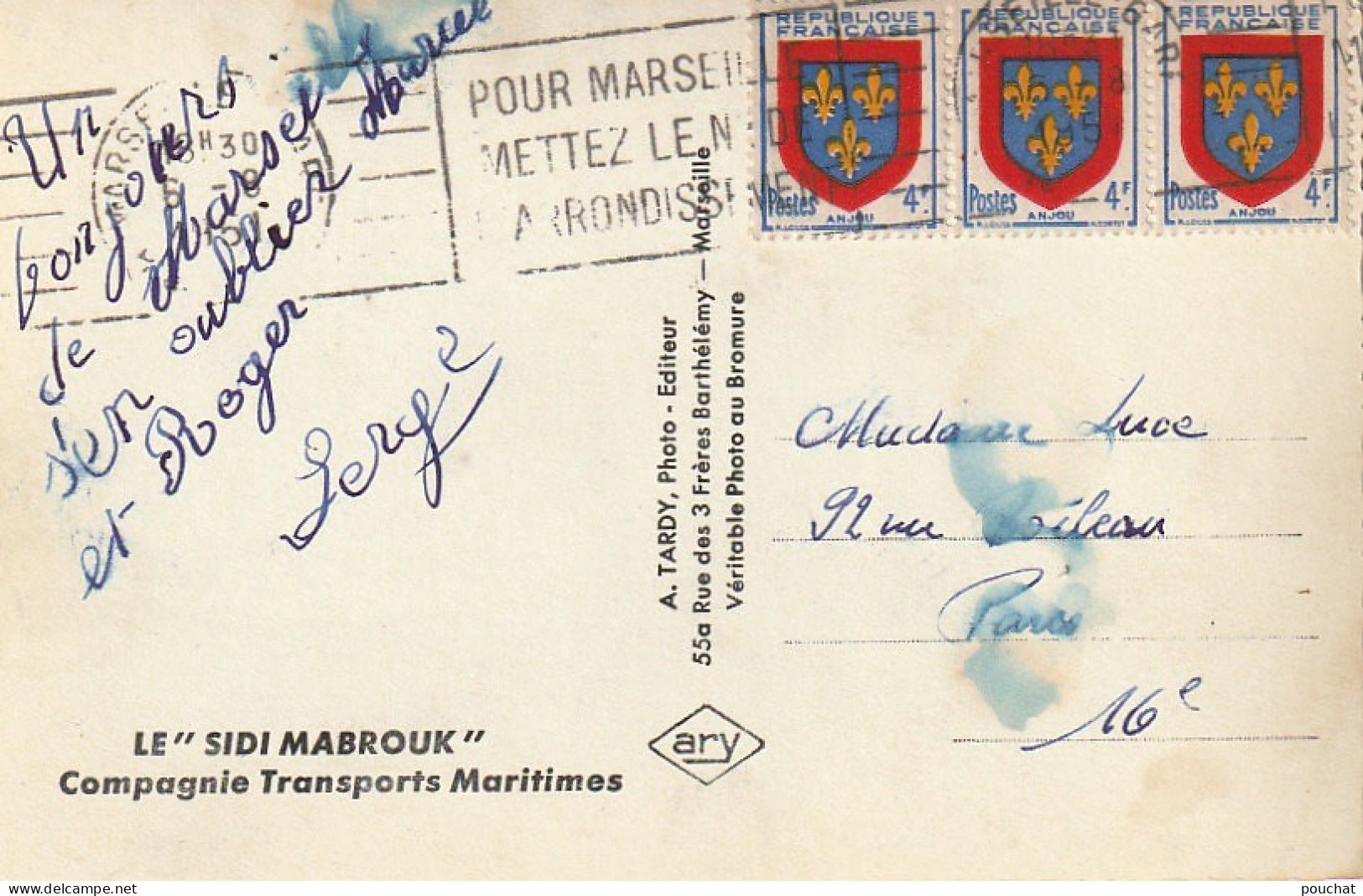 RE 12 - PAQUEBOT " SIDI MABROUK "- COMPAGNIE TRANSPORTS MARITIMES - 2 SCANS - Steamers