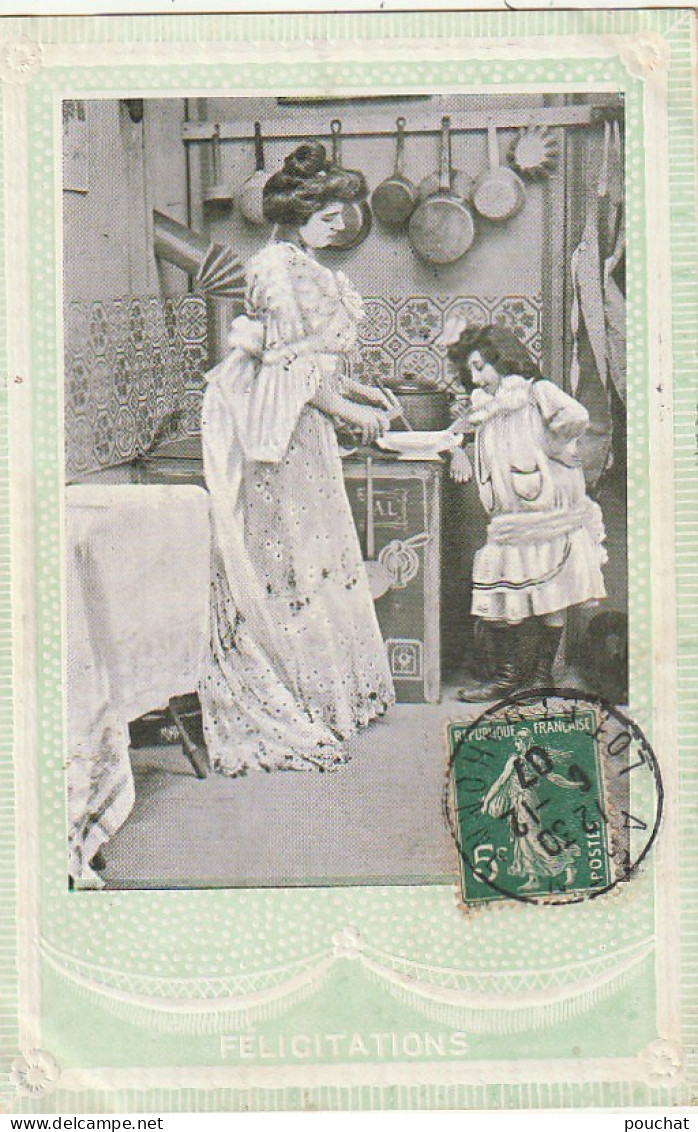 RE 14- SCENES A LA CUISINE - PREPARATION DU REPAS ENTRE UNE MERE ET SA FILLE - LOT DE 4 CARTES  - 8 SCANS - Scene & Paesaggi