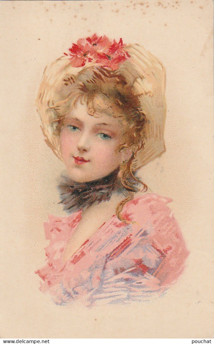 RE 17- PORTRAIT DE FEMME ROMANTIQUE CHAPEAUTEE - 2 SCANS - Frauen