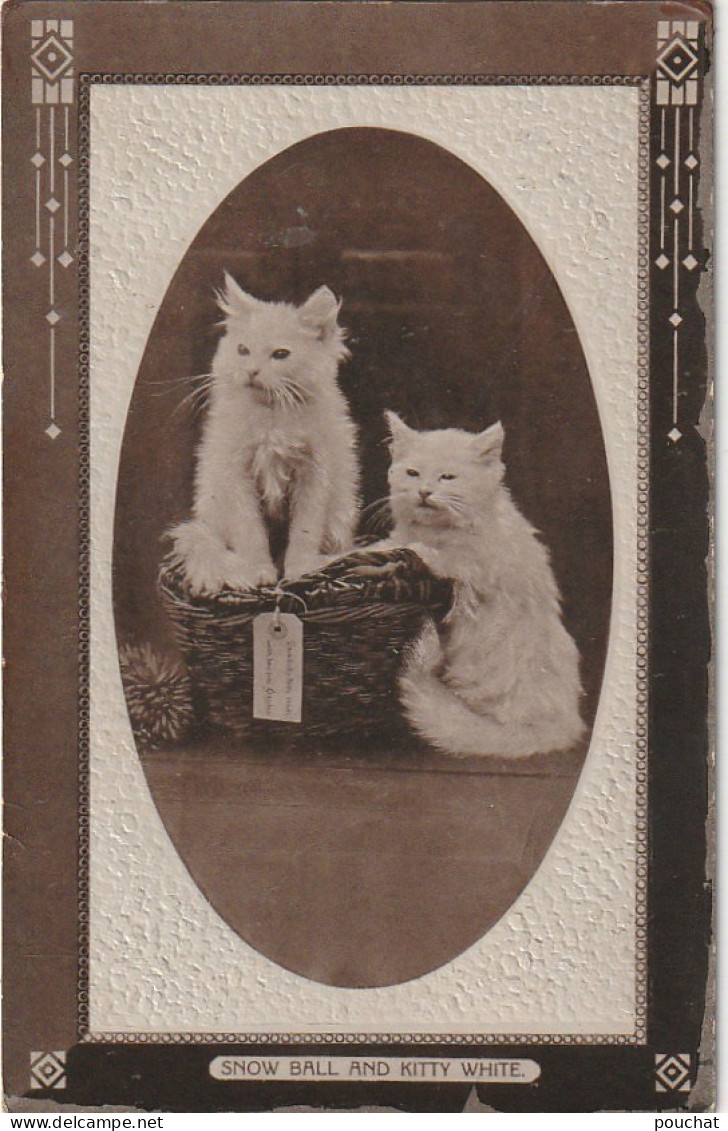 RE 18 - LOT DE 2 CARTES GAUFREES - COUPLE DE CHATS DANS UNE PANIERE - TRIO DE CHATONS SUR UNE BRANCHE - Chats