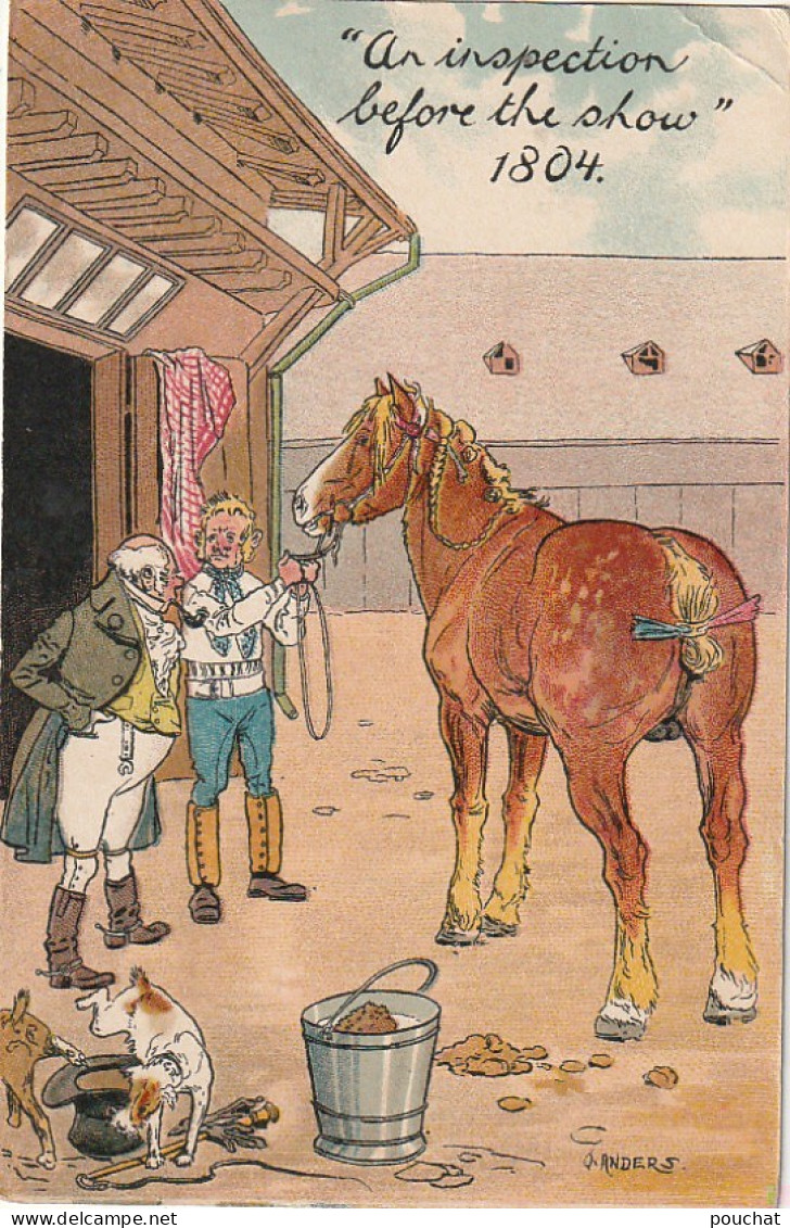 RE 19- " AN INSPECTION BEFORE THE SHOW " 1804 - PREPARATION DU CHEVAL  - ILLUSTRATEUR ANDERS - 2 SCANS - Horses