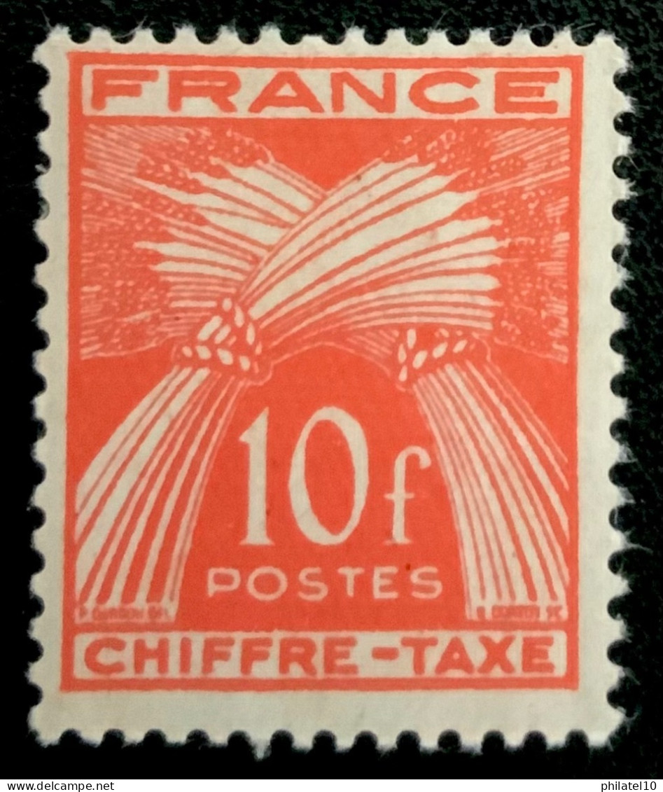 1945 FRANCE N 76 CHIFFRE TAXE 10F TYPE GERBE DE BLÉ - NEUF* - 1859-1959 Nuevos