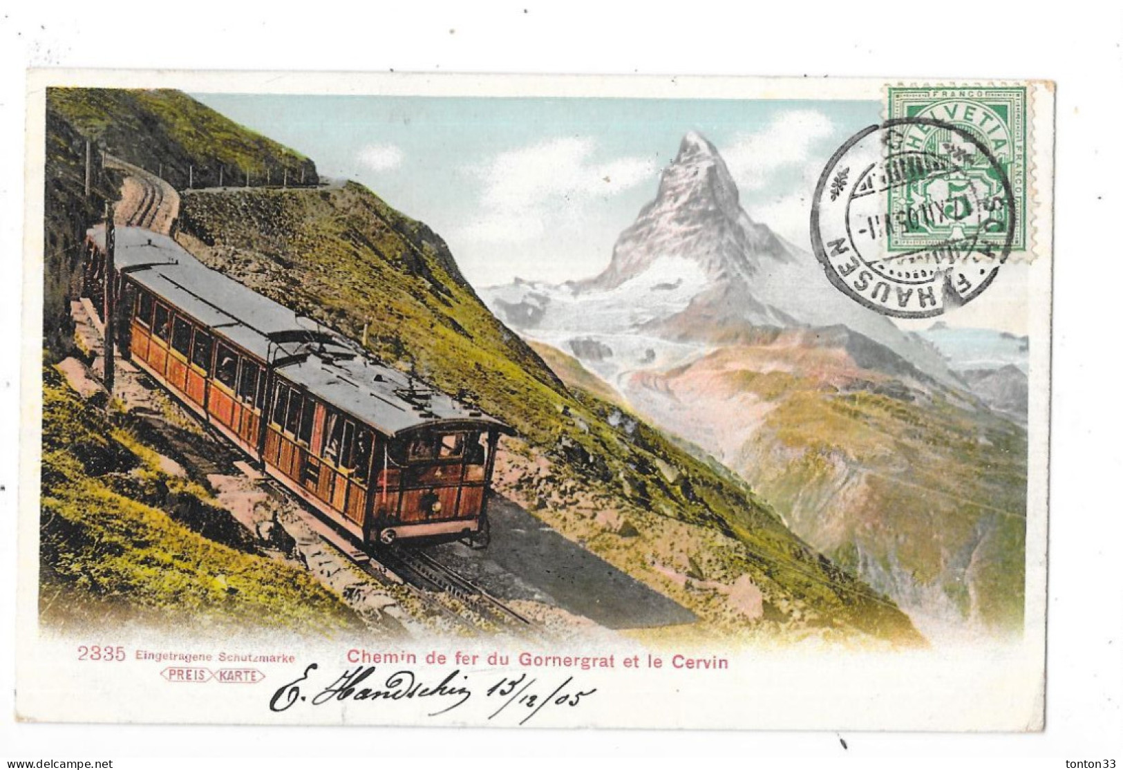 SUISSE - CPA DOS SIMPLE COLORISEE De 1905 - Chemin De Fer Du GORNERGRAT Et Le Cervin  - TOUL 7 - - Autres & Non Classés