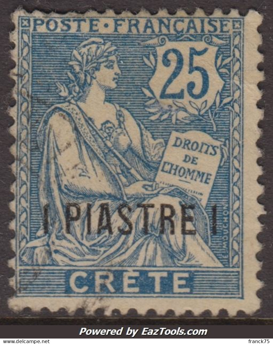 *RARE* Crète: 25c Mouchon Surchargé Oblitéré TB (Dallay N° 15 , Cote: 55€ ) - Used Stamps