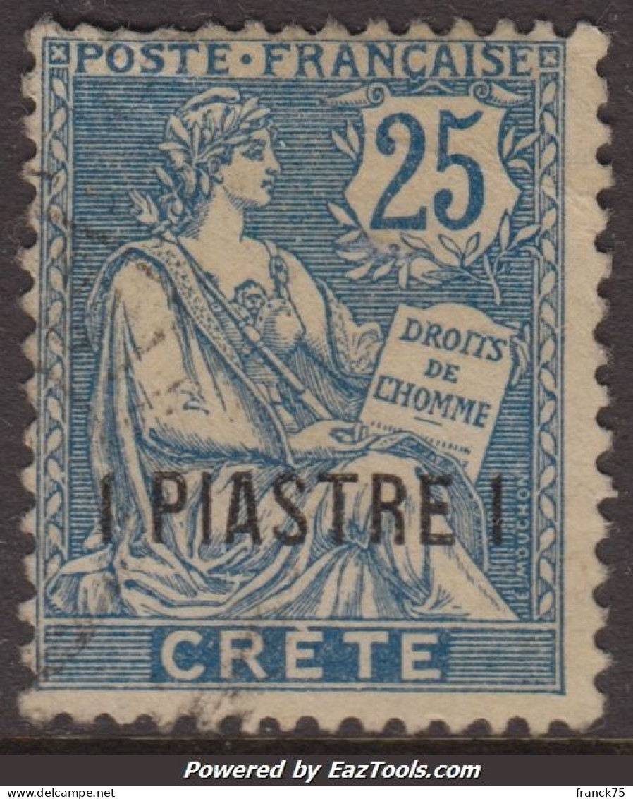 *RARE* Crète: 25c Mouchon Surchargé Oblitéré TB (Dallay N° 15 , Cote: 55€ ) - Usados