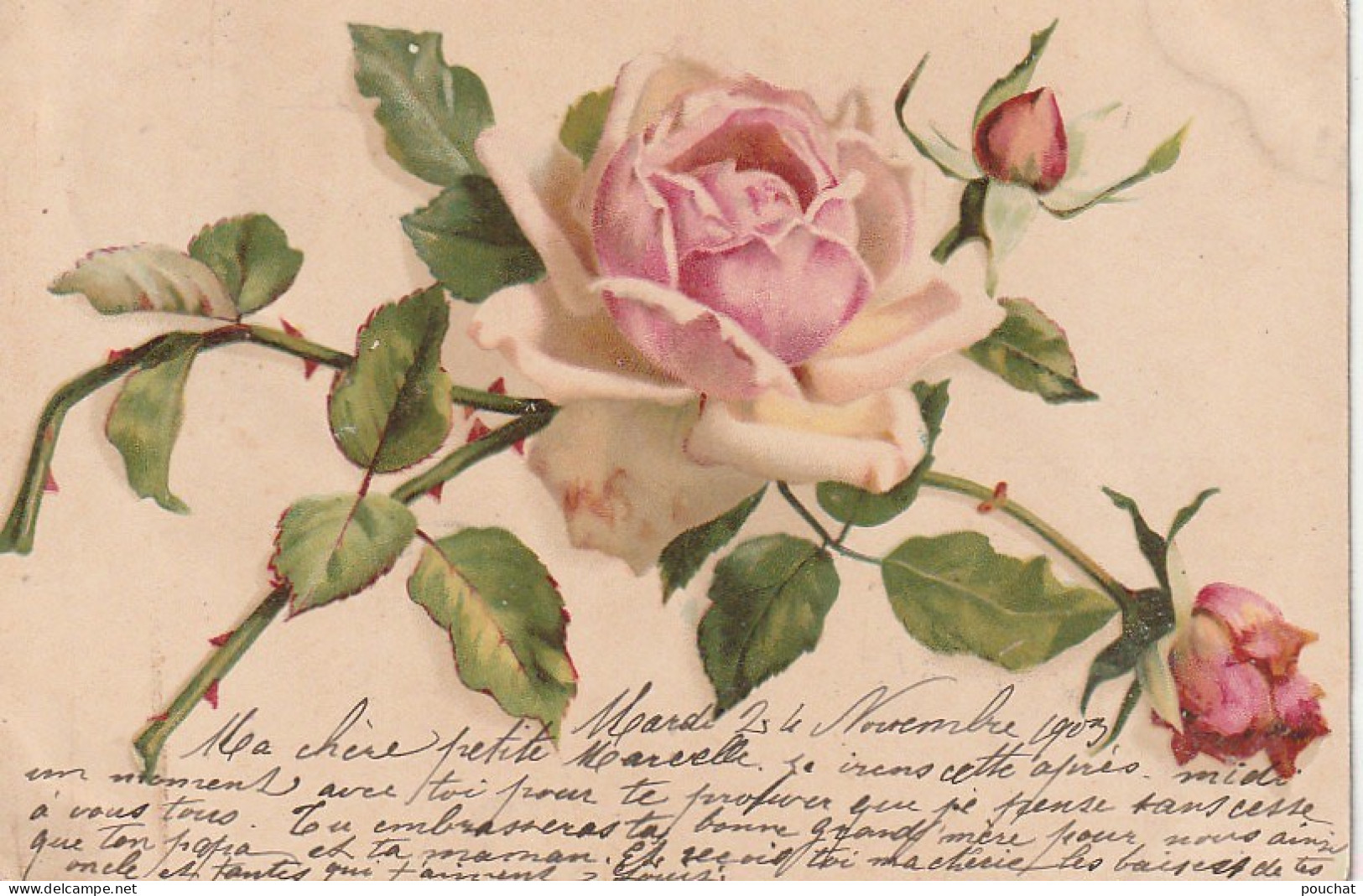 RE 21- CARTE FANTAISIE FLEURS - TIGES DE  ROSES STYLE KLEIN  - 2 SCANS - Fleurs