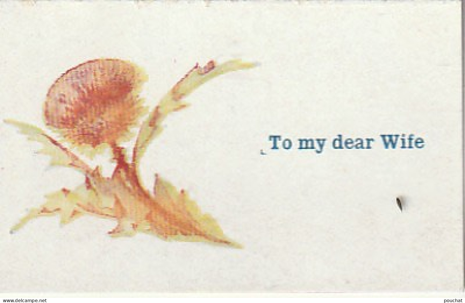 RE 22- CARTE BRODEE FANTAISIE  A RABAT " TO MY DEAR WIFE ..." - FLEURS ET MESSAGE - 3 SCANS - Bestickt