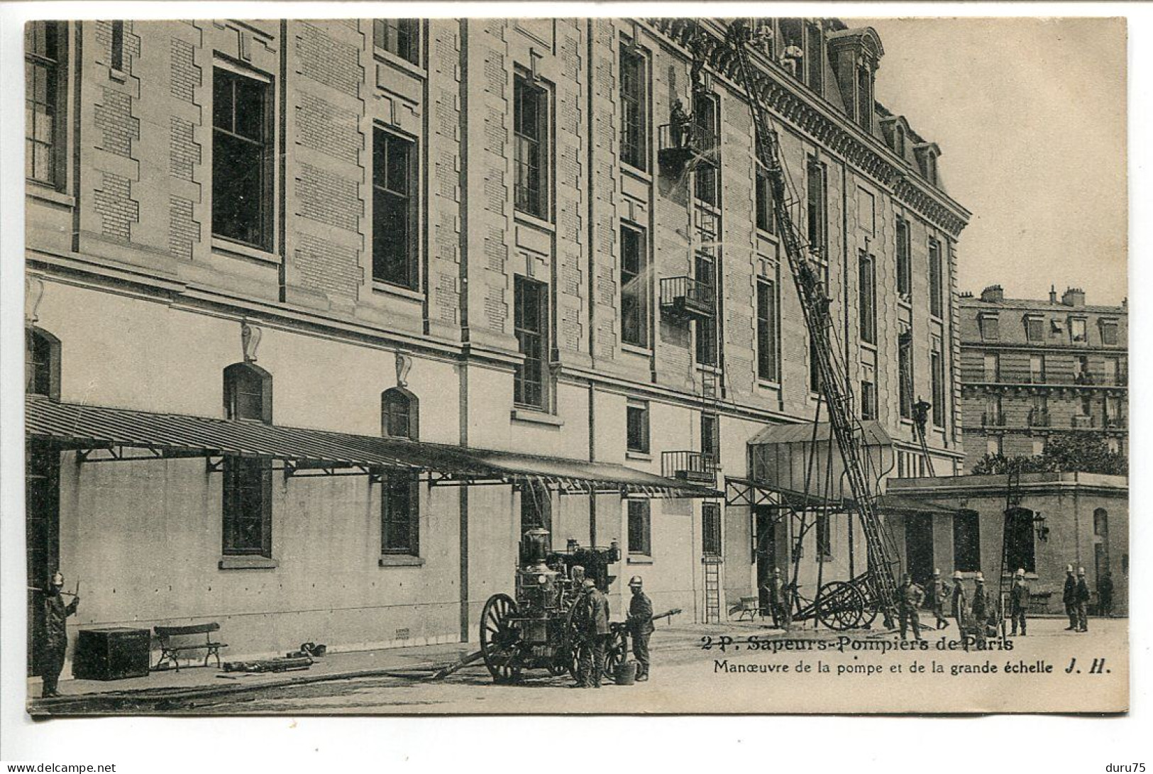 CPA Ecrite Par Un Pompier Années 1910 * Sapeurs Pompiers De PARIS Manoeuvre De La Pompe Et De La Grande échelle - Brandweer