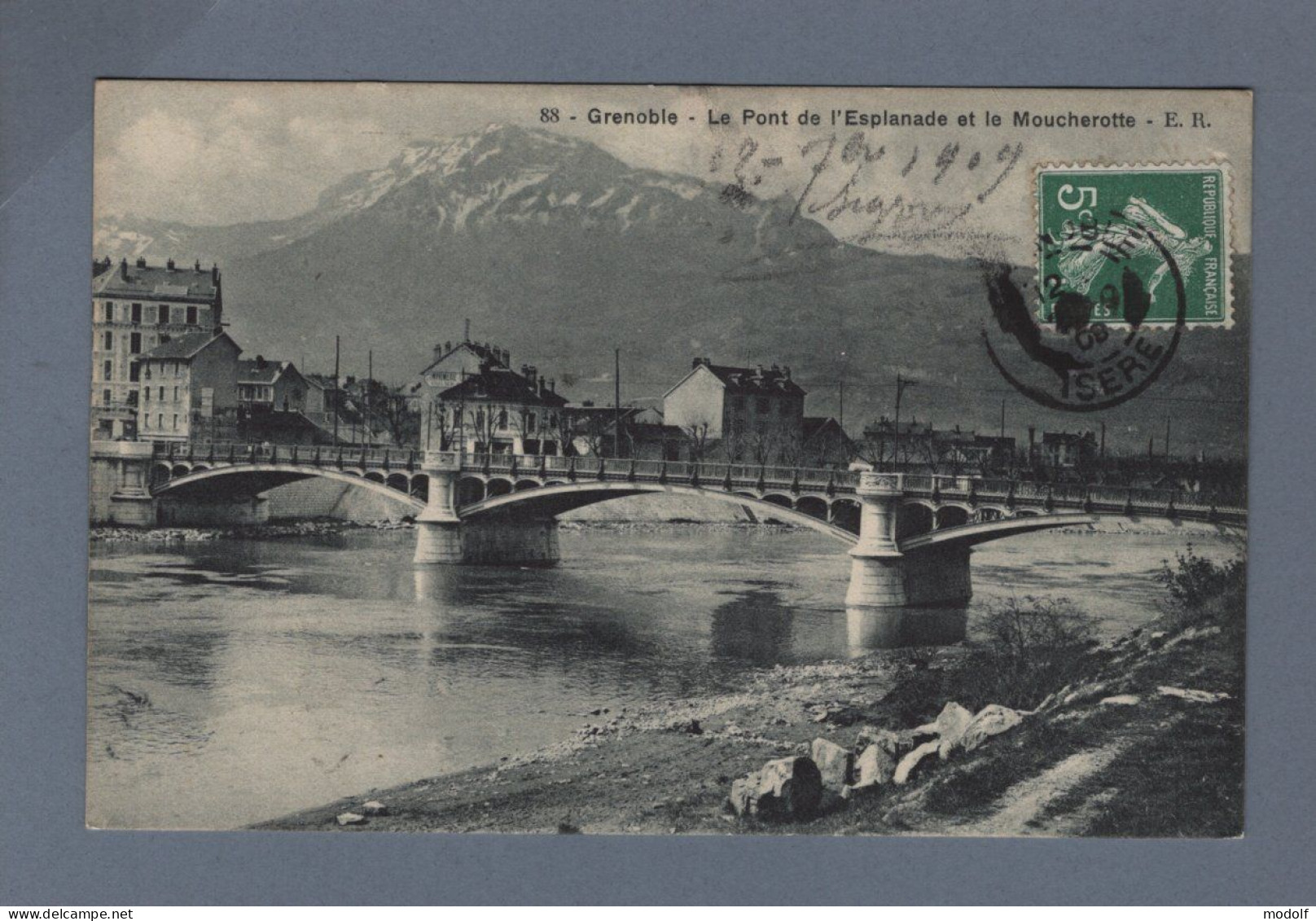 CPA - 38 - Grenoble - Le Pont De L'Esplanade Et Le Moucherotte - Circulée En 1909 - Grenoble