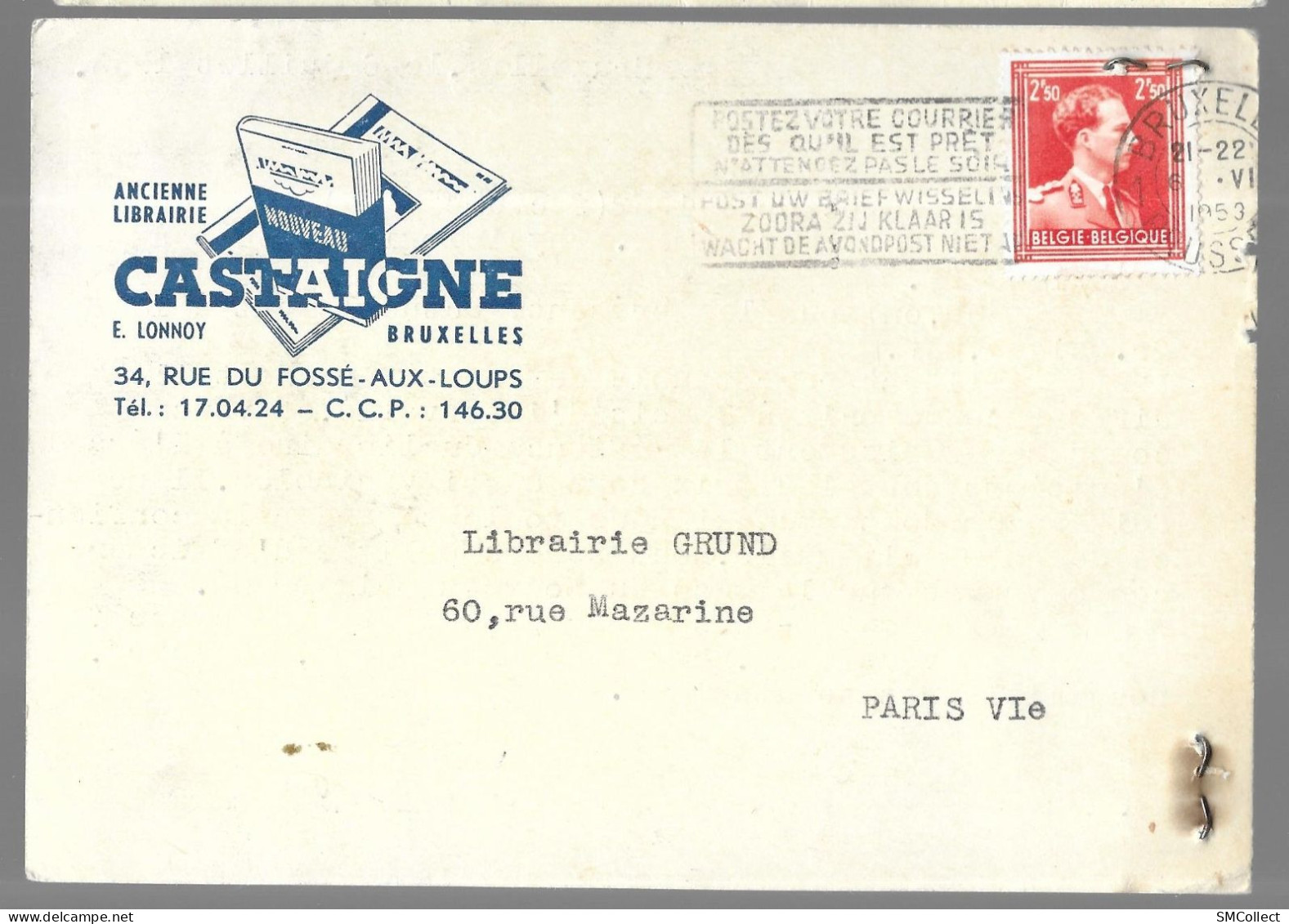 Bruxelles. Carte Postale Publicitaire De L'ancienne Librairie Castaigne  (GF3940) - Otros & Sin Clasificación