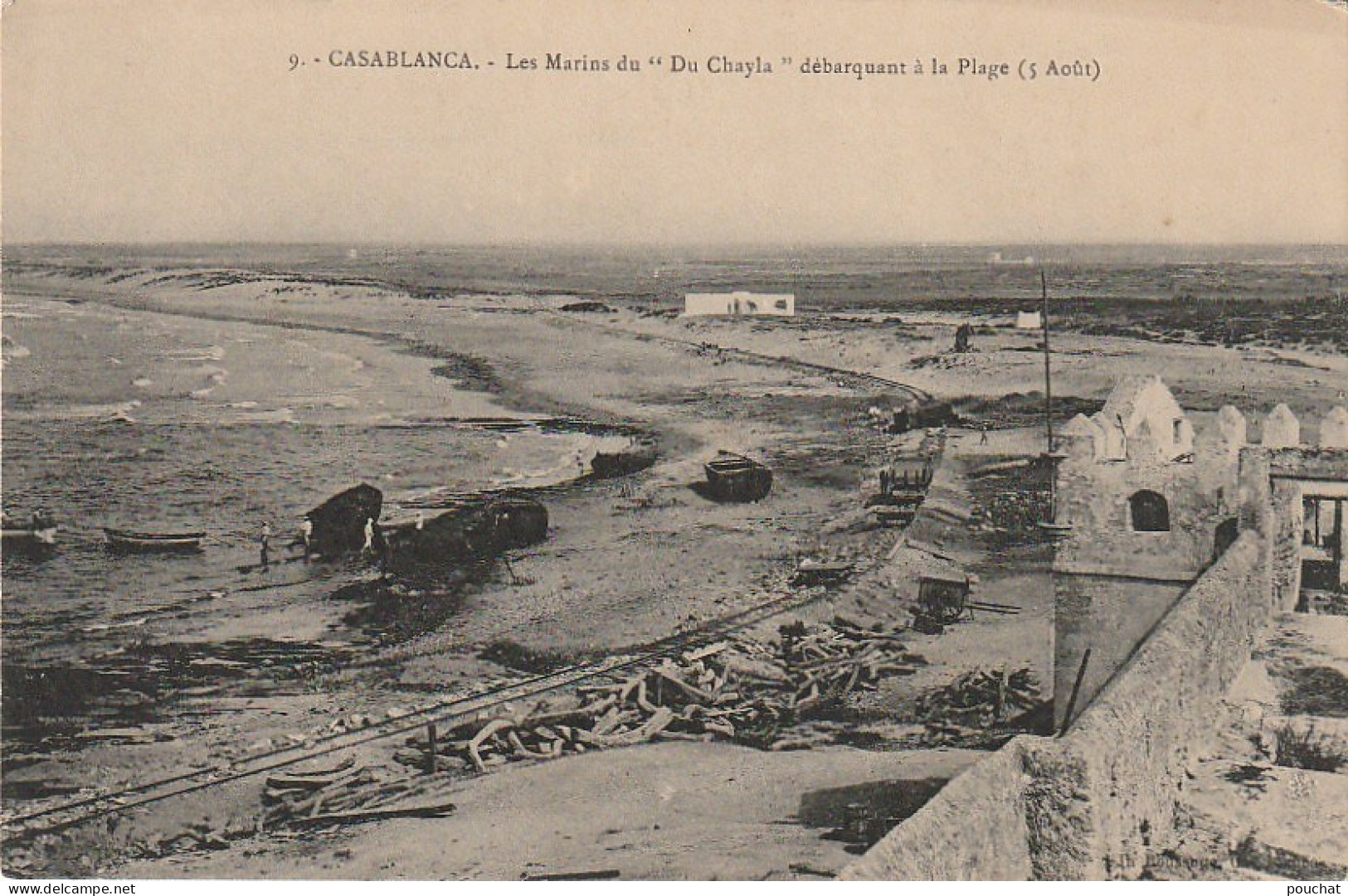 RE 24- (MAROC) CASABLANCA - LES MARINS DU " DU CHAYLA " DEBARQUANT A LA PLAGE ( 5 AOUT ) - 2 SCANS - Casablanca