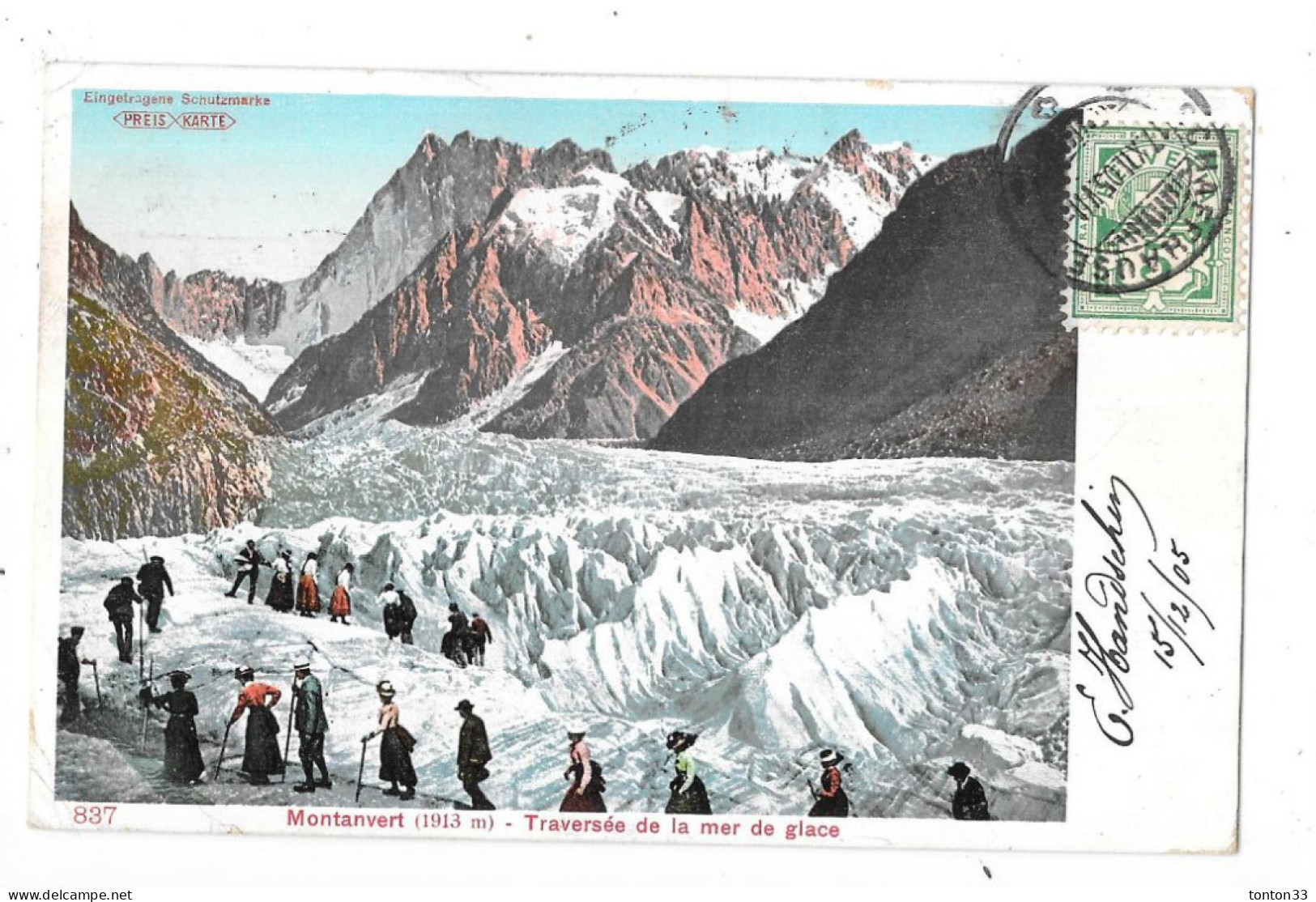 MONTAVERT - CPA COLORISEE De 1905 - Traversée De La Mer De Glace - TOUL 7 - - Chamonix-Mont-Blanc