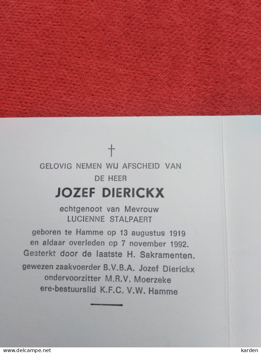 Doodsprentje Jozef Dierickx / Hamme 13/8/1919 - 7/11/1992 ( Lucienne Stalpaert ) - Religion & Esotericism