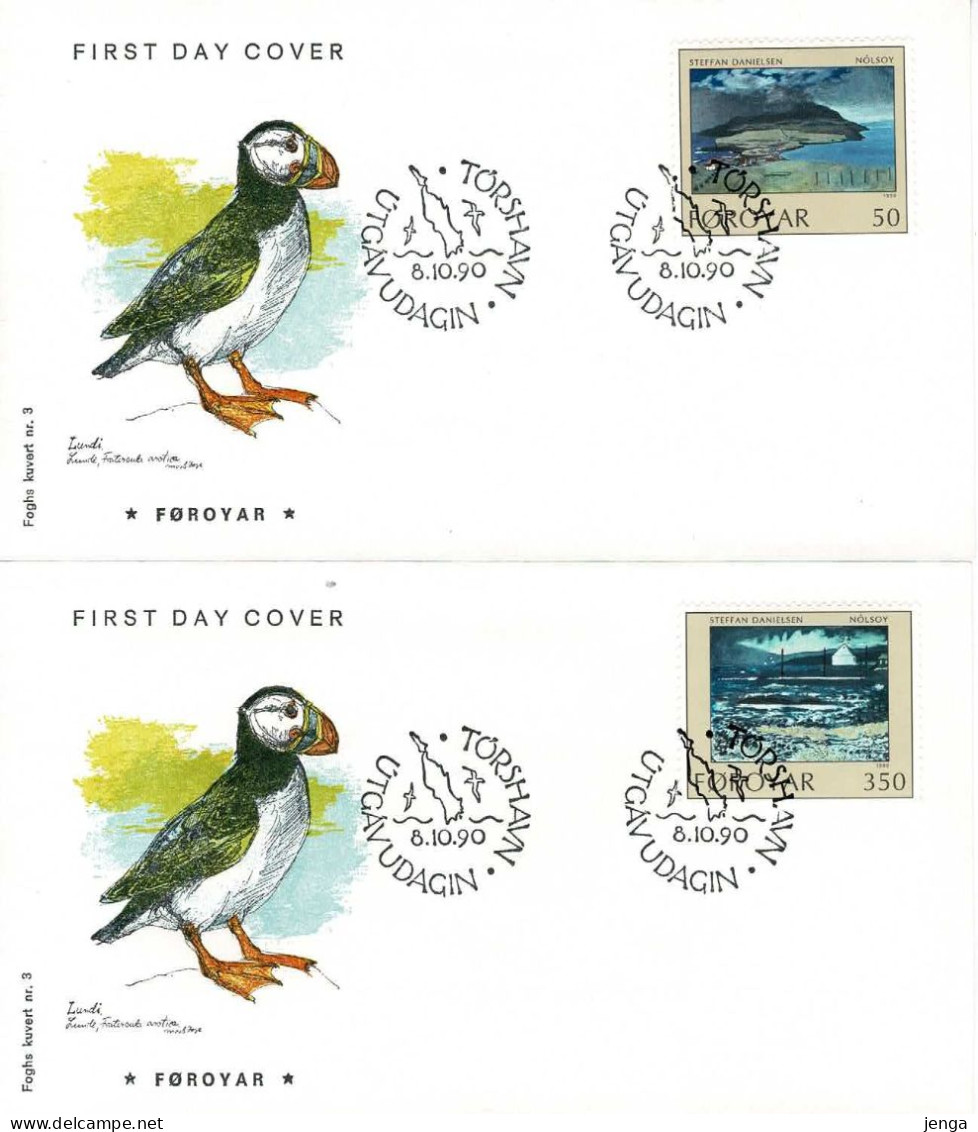 Faroe Islands 1990;  The Island Of Nolsoy;  Set Of 4 On FDC (Foghs Cover). - Faroe Islands