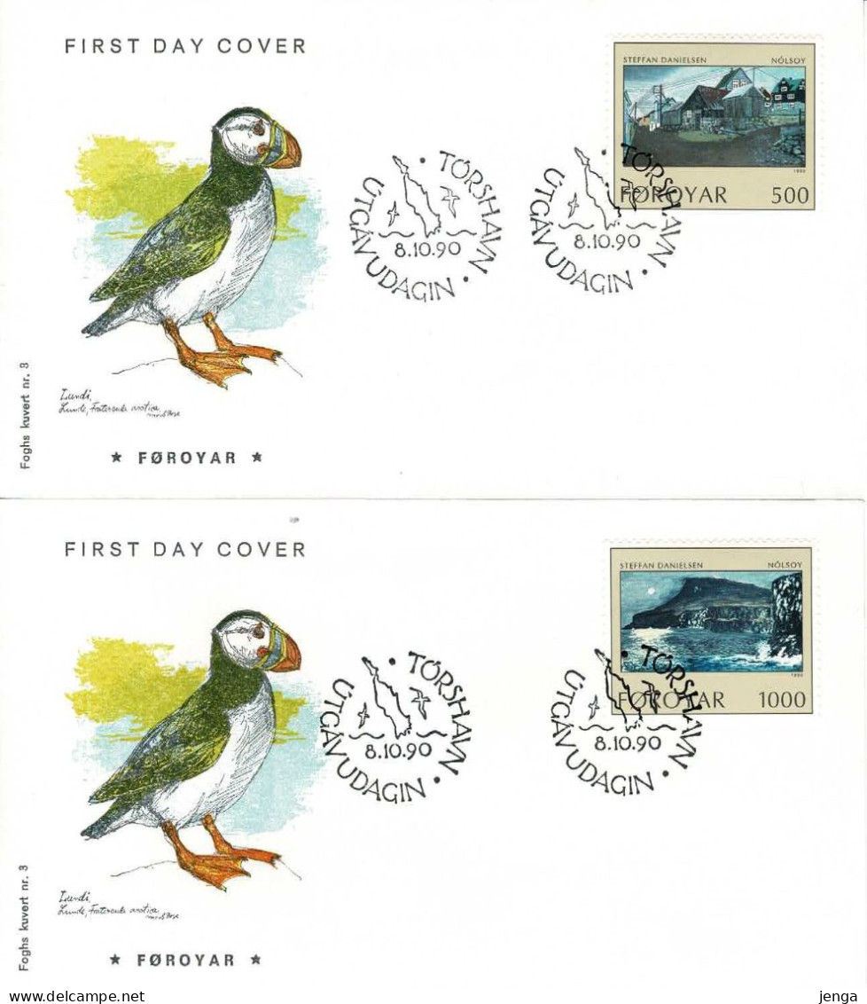 Faroe Islands 1990;  The Island Of Nolsoy;  Set Of 4 On FDC (Foghs Cover). - Faeroër