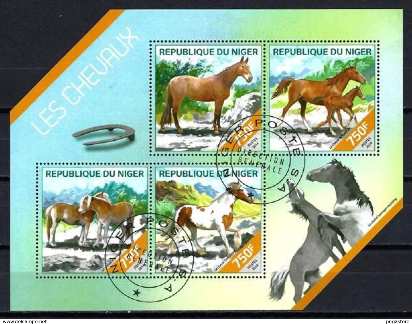 Chevaux Niger 2014 (50) Yvert N° 2359 à 2362 Oblitéré Used - Paarden