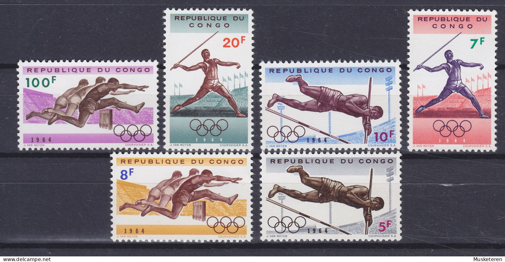 Congo 1964 Mi. 170-74, Olympischen Sommerspiele, Tokio, Complete Set MNH** - Neufs