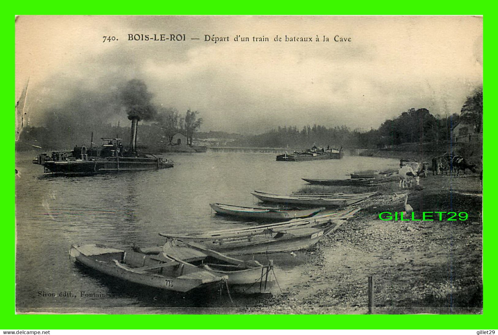 SHIP, BATEAUX - BOIS-LE-ROI (77) - DÉPART D'UN TRAIN DE BATEAUX À LA CAVE - CIRCULÉE EN 1918 - IMP. E. LE DELEY - - Other & Unclassified