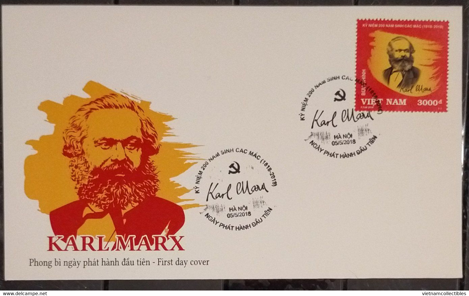 FDC Vietnam Viet Nam With Perf Stamp 2018 : 200th Birth Anniversary Of Karl Marx (Ms1092) - Vietnam