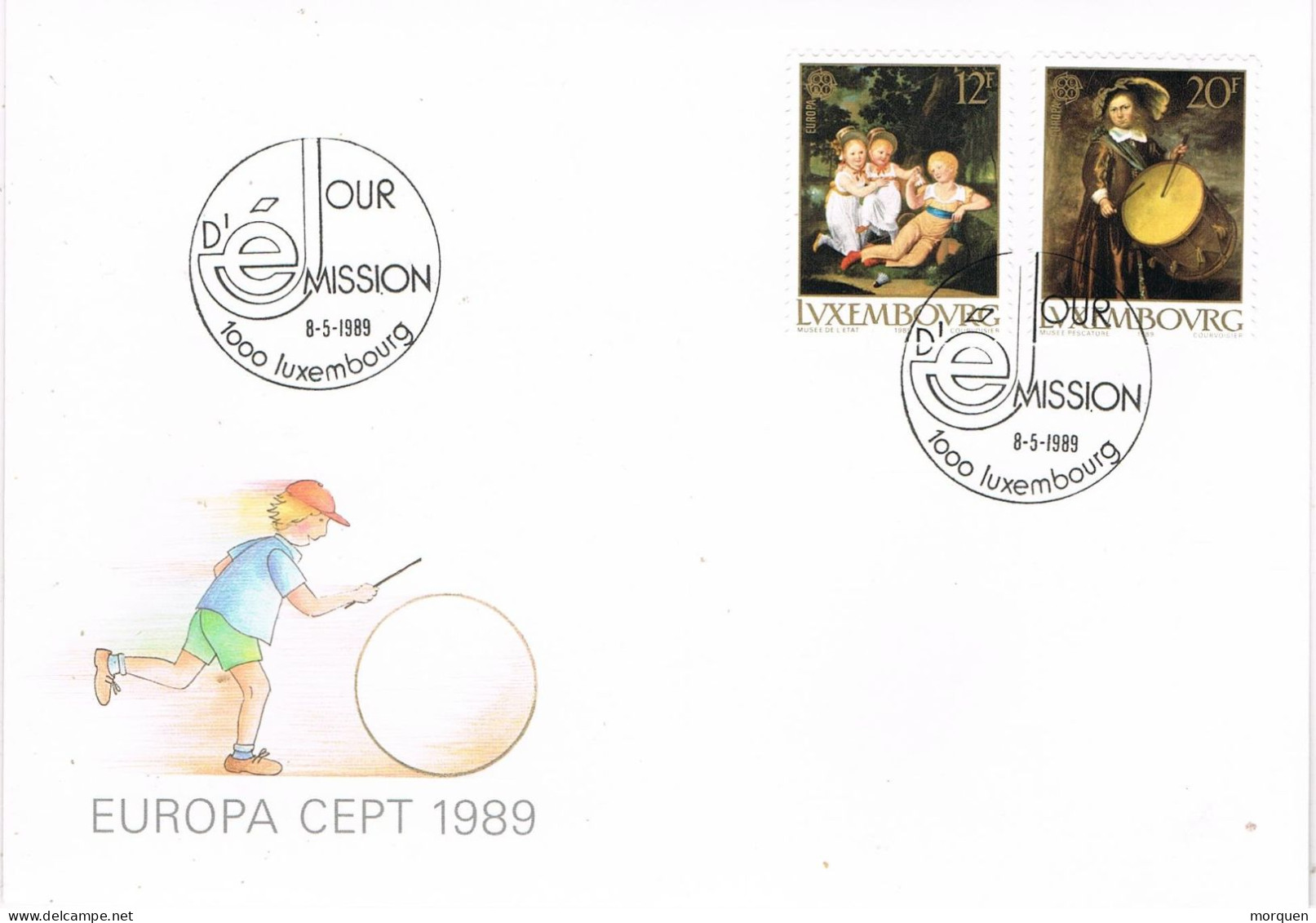 53972. Carta F.D.C. LUXEMBOURG  1989. Tema EUROPA Cept, Tema Pintura Y Niños - FDC