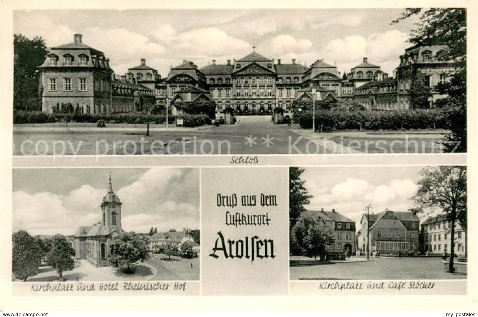73723351 Arolsen Bad Schloss Kirchplatz Und Hotel Rheinischer Hof Cafe Stoecker  - Bad Arolsen
