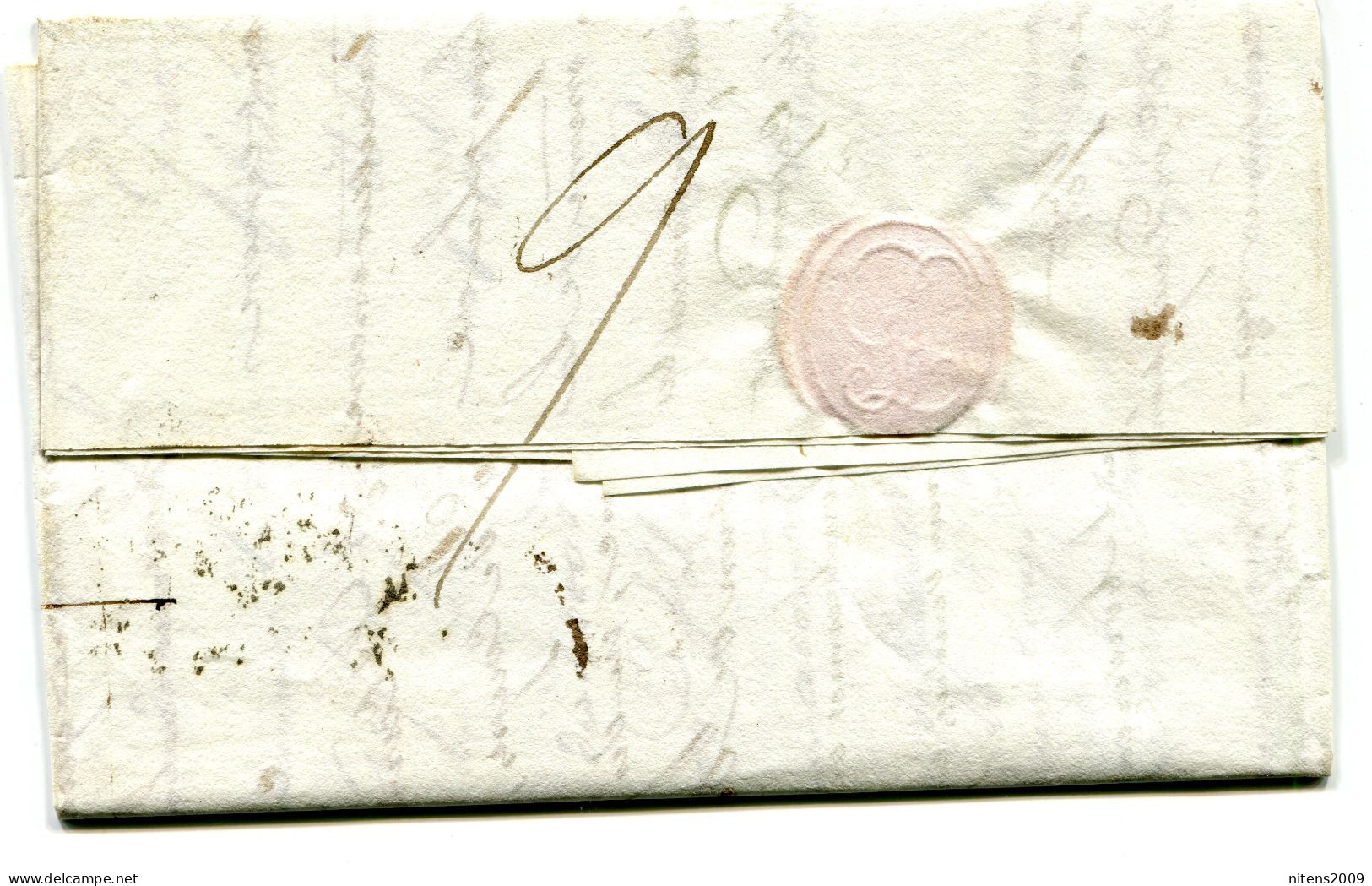 LETTRE AVEC TEXTE DE SARAGOSSE POUR STE MARIE D'OLORON ENTRÉE PAR OLERON TAXE 9 AU DOS 2 MAI 1827 SUP - Entry Postmarks