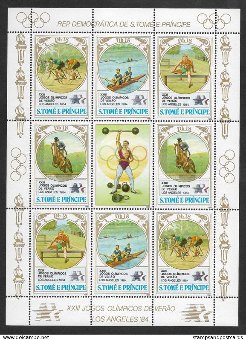 Sao Tome Et Principe Feuillet 1983 Aviron Cyclisme Équitation  ** St Thomas & Prince Sheetl. Rowing Cycling Horse Riding - Cyclisme